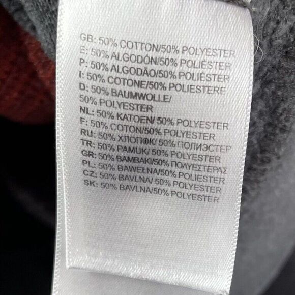 NORTH FACE Hoodie Mens Medium Gray Red Stripe Logo Pullover Sweatshirt Fleece - Picture 9 of 10